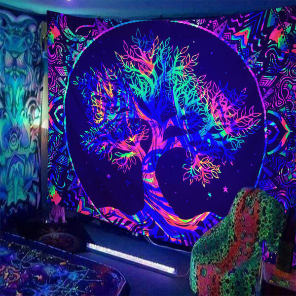 Skull Print Fluorescent Home Decor Tapestry - Image 15