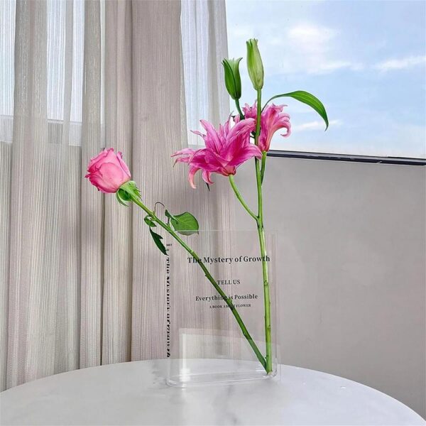 Clear Book Flower Transparent Vase - Image 3