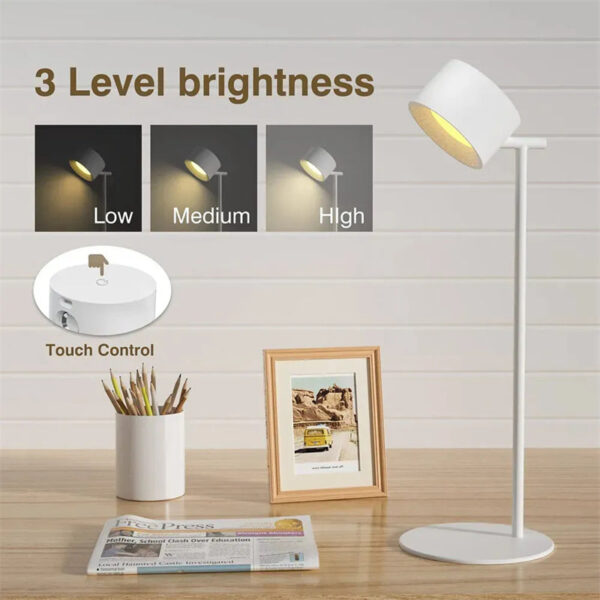 Magnetic Touchable LED USB Rechargeable Table Lamp 360 Rotate Cordless Remote Control Desk Lights Home Bedroom Wall Night Lamp - Image 9