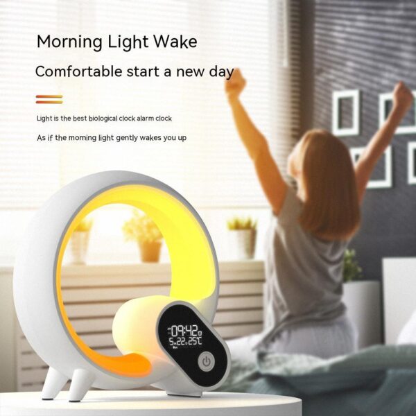 Q Light Digital Display Alarm Clock, Bluetooth Q Colorful Atmosphere Light - Image 5