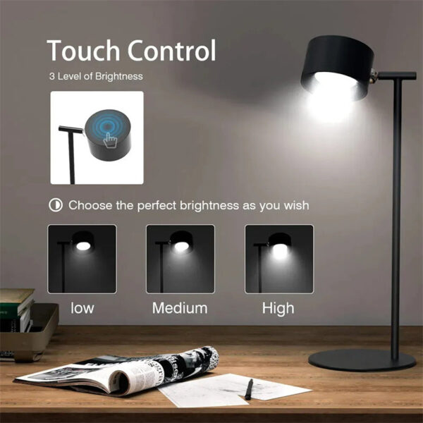 Magnetic Touchable LED USB Rechargeable Table Lamp 360 Rotate Cordless Remote Control Desk Lights Home Bedroom Wall Night Lamp - Image 7