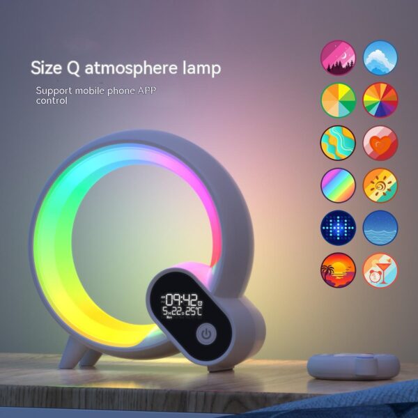 Q Light Digital Display Alarm Clock, Bluetooth Q Colorful Atmosphere Light - Image 3